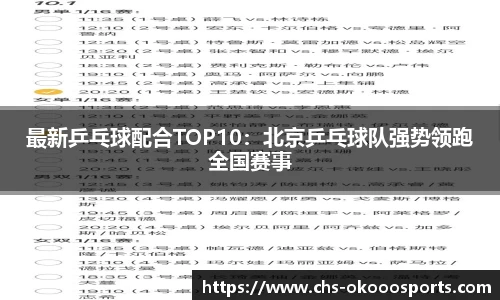 最新乒乓球配合TOP10：北京乒乓球队强势领跑全国赛事